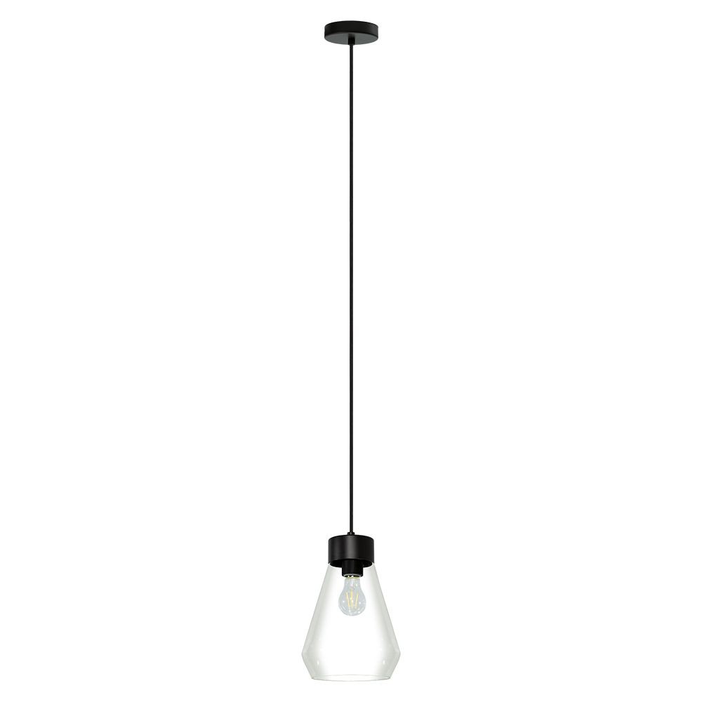 Eglo Lighting-202125A-Montey - One Light Pendant   Matte Black Finish with Clear Glass