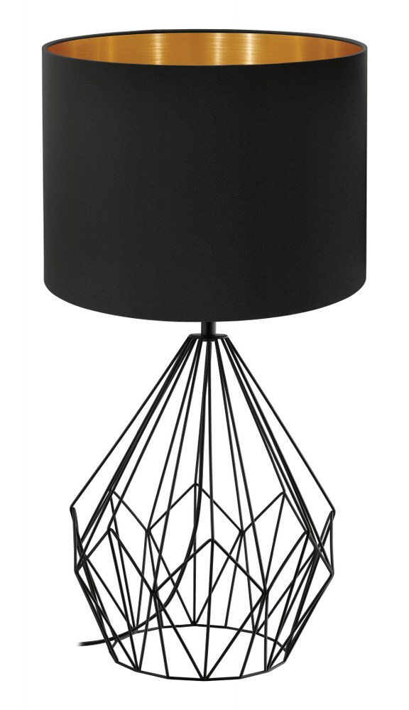 Eglo Lighting-202131A-Pedregal 1 - One Light Table Lamp   Matte Black Finish with Black/Gold Fabric Shade