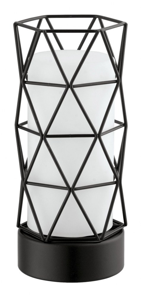 Eglo Lighting-202362A-Estevau 2 - One Light Table Lamp   Matte Black Finish with White Glass