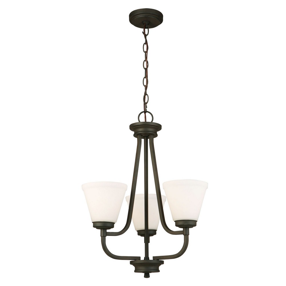 Eglo Lighting-202788A-Mayview - Three Light Chandelier   Matte Bronze Finish with Frosted Glass