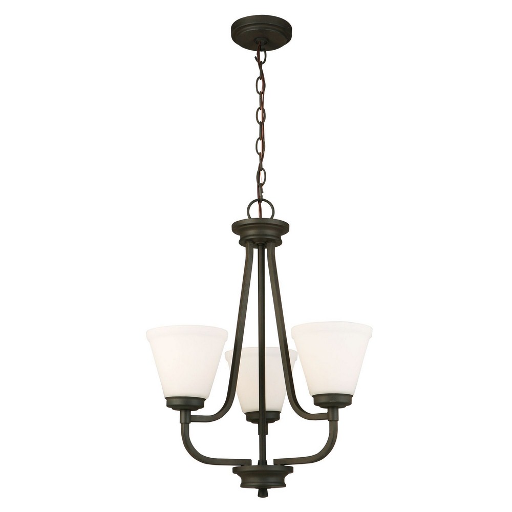 Eglo Lighting-202788A-Mayview - Three Light Chandelier Matte Bronze  Graphite Finish with Frosted Glass