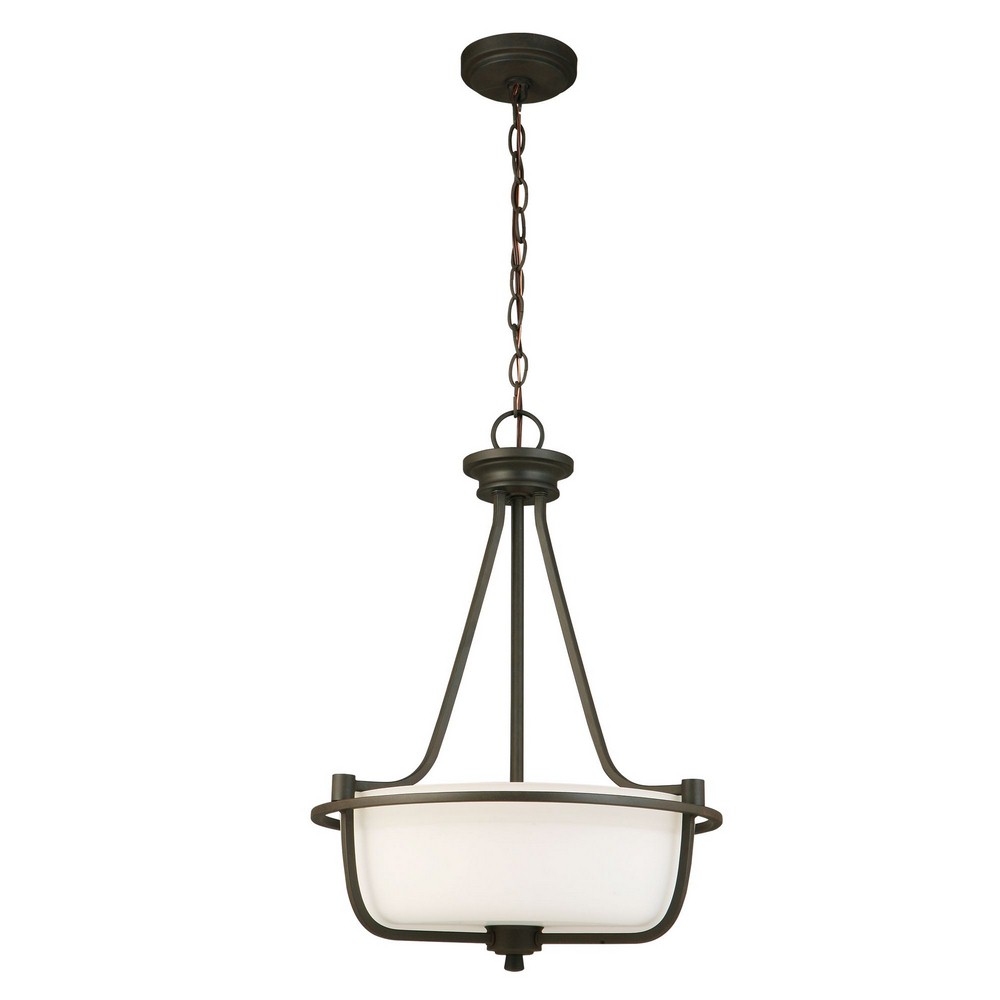 Eglo Lighting-202792A-Mayview - Three Light Pendant   Matte Bronze Finish with Frosted Glass