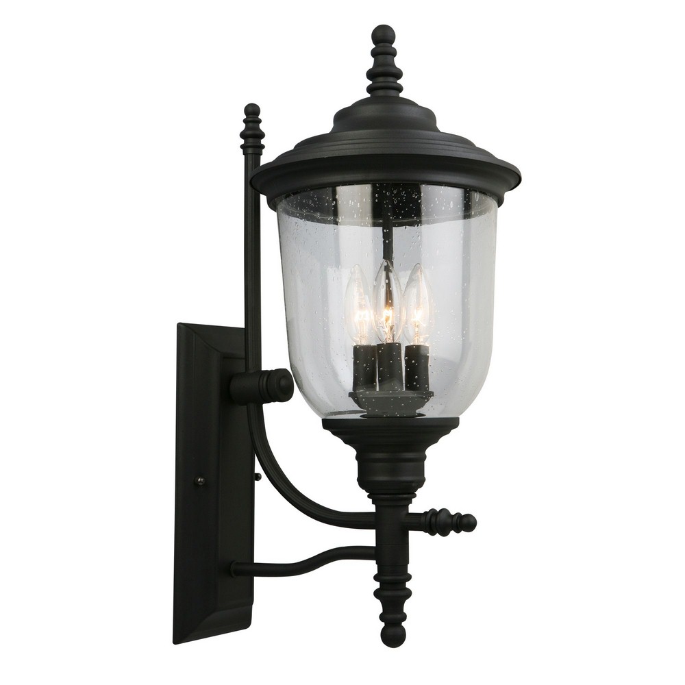 Eglo Lighting-202801A-Pinedale - Three Light Wall Sconce Matte Black Matte Black Finish with Clear Seeded Glass