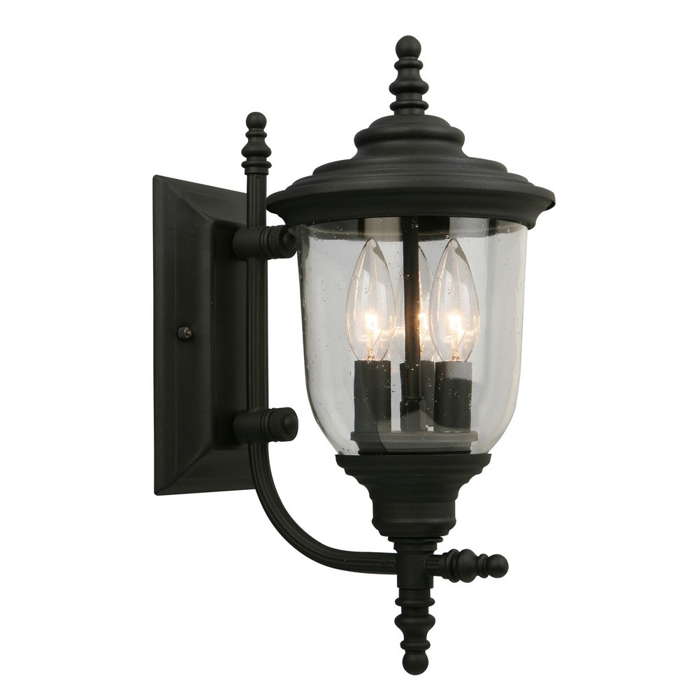 Eglo Lighting-202803A-Pinedale - Three Light Wall Sconce Matte Black Matte Bronze Finish with Clear Seeded Glass