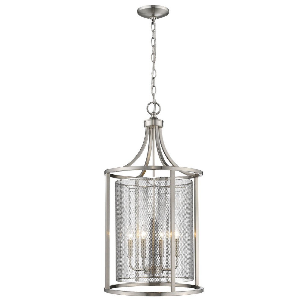 Eglo Lighting-202808A-Verona - Four Light Pendant Brushed Nickel  Oil Rubbed Bronze Finish with Metal Cage Shade