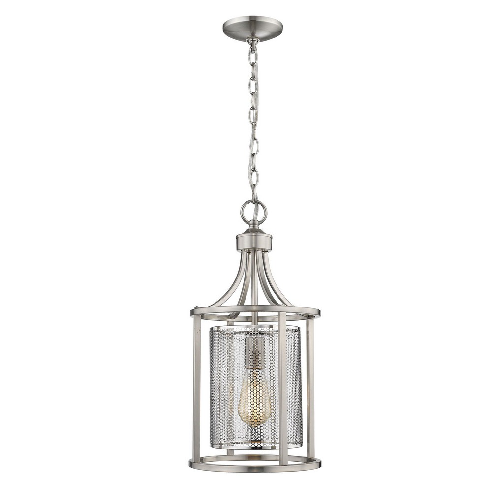 Eglo Lighting-202811A-Verona - One Light Pendant   Brushed Nickel Finish with Metal Cage Shade