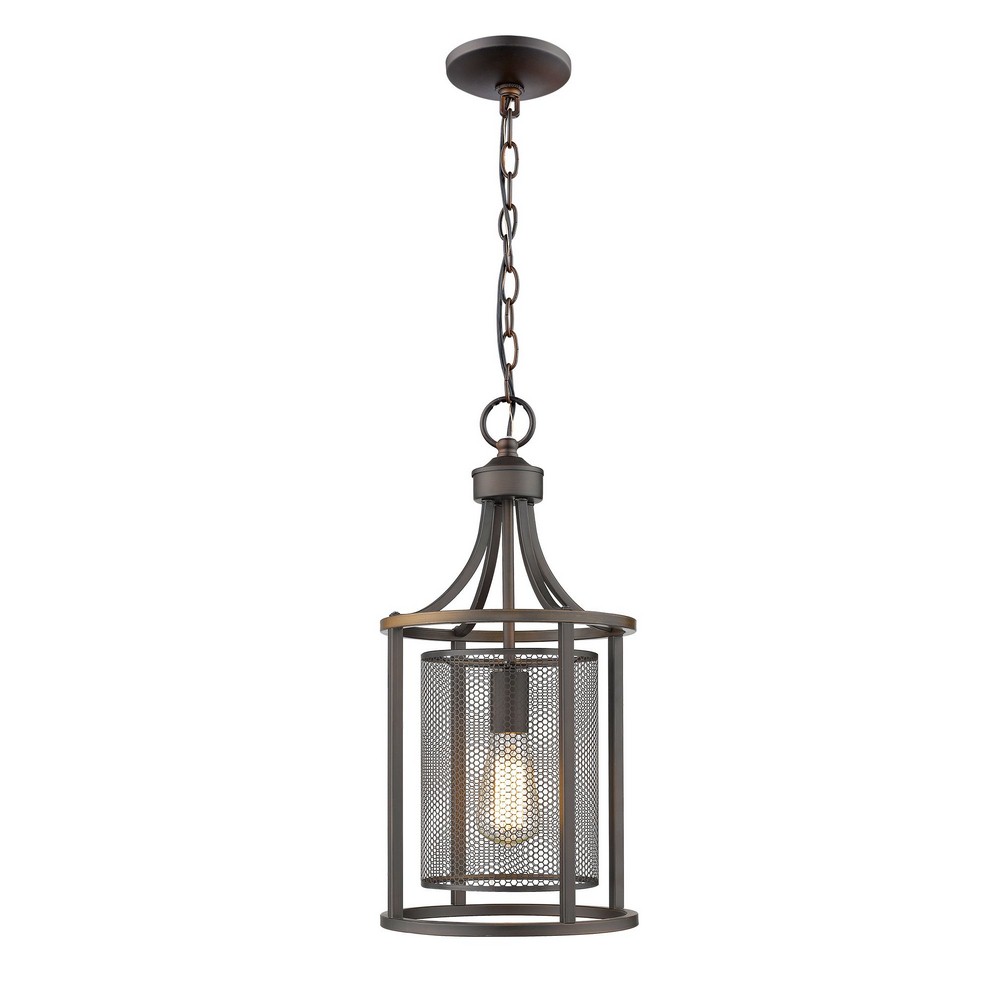 Eglo Lighting-202812A-Verona - One Light Pendant   Oil Rubbed Bronze Finish with Metal Cage Shade