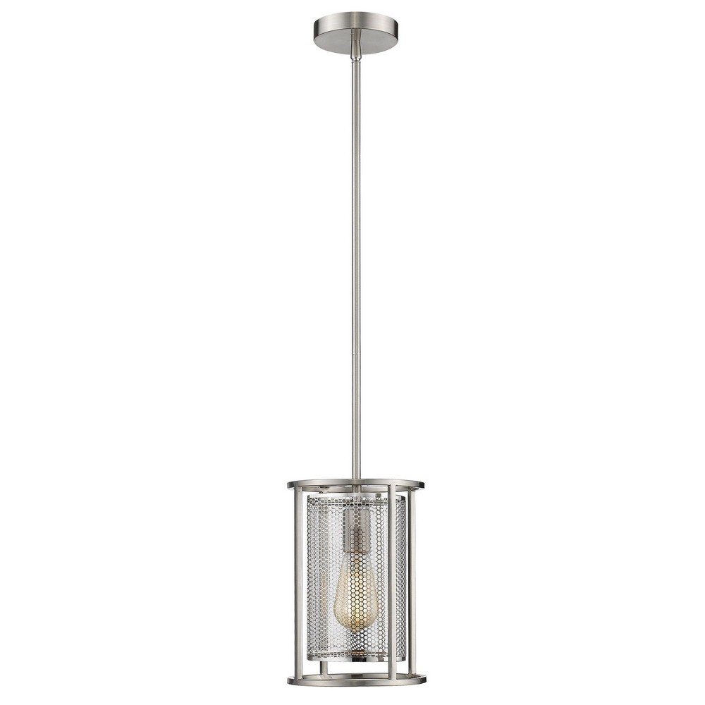 Eglo Lighting-202813A-Verona - One Light Mini Pendant   Brushed Nickel Finish with Metal Cage Shade