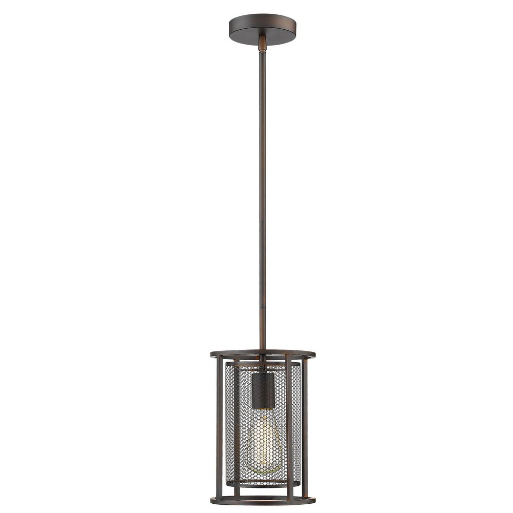 Eglo Lighting-202814A-Verona - One Light Mini Pendant   Oil Rubbed Bronze Finish with Metal Cage Shade