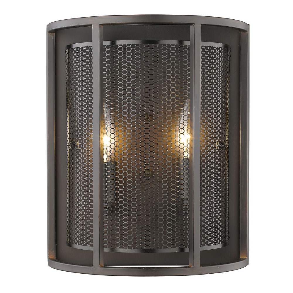 Eglo Lighting-202816A-Verona - Two Light Wall Sconce   Steel Finish with Oil Rubbed Bronze Metal Shade