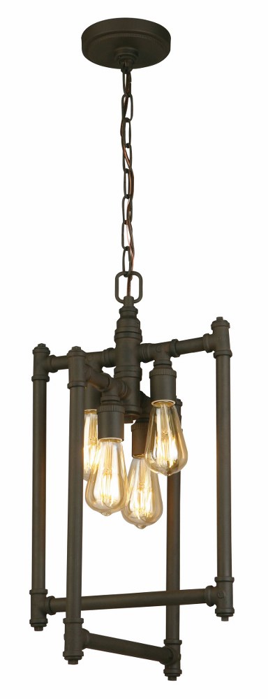 Eglo Lighting-202836A-Wymer - 4-Light Tall Rectangular Pendant - Zinc   Matte Bronze Finish