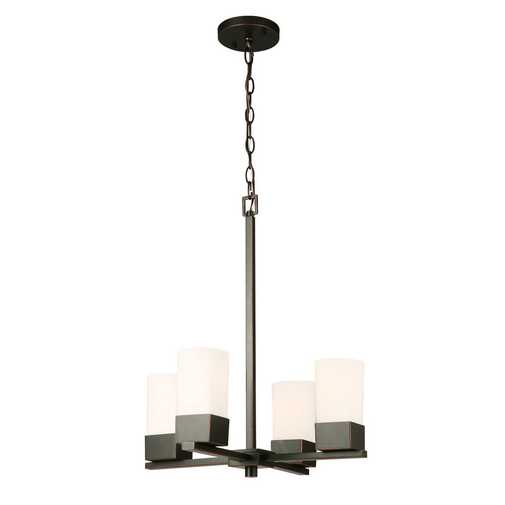 Eglo Lighting-202854A-Ciara Springs - Four Light Chandelier   Oil Rubbed Bronze Finish with Frosted Glass