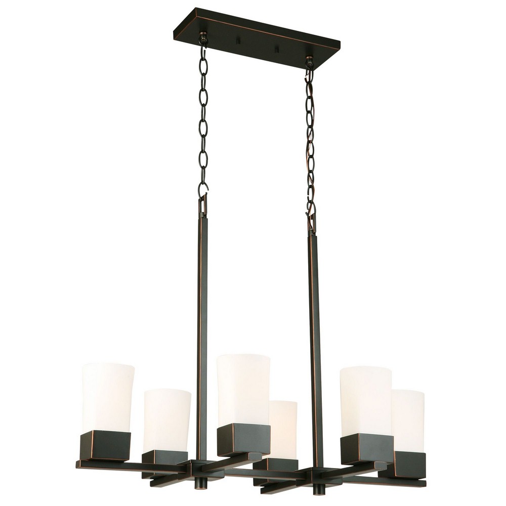 Eglo Lighting-202856A-Ciara Springs - Four Light Chandelier   Oil Rubbed Bronze Finish with Frosted Glass