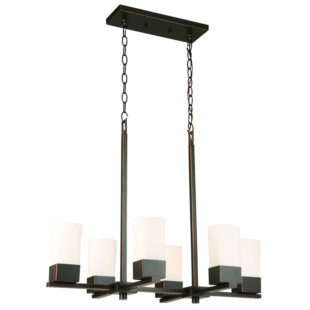 Eglo Lighting-202856A-Ciara Springs - Four Light Chandelier Oil Rubbed Bronze  Brushed Nickel Finish with Frosted Glass