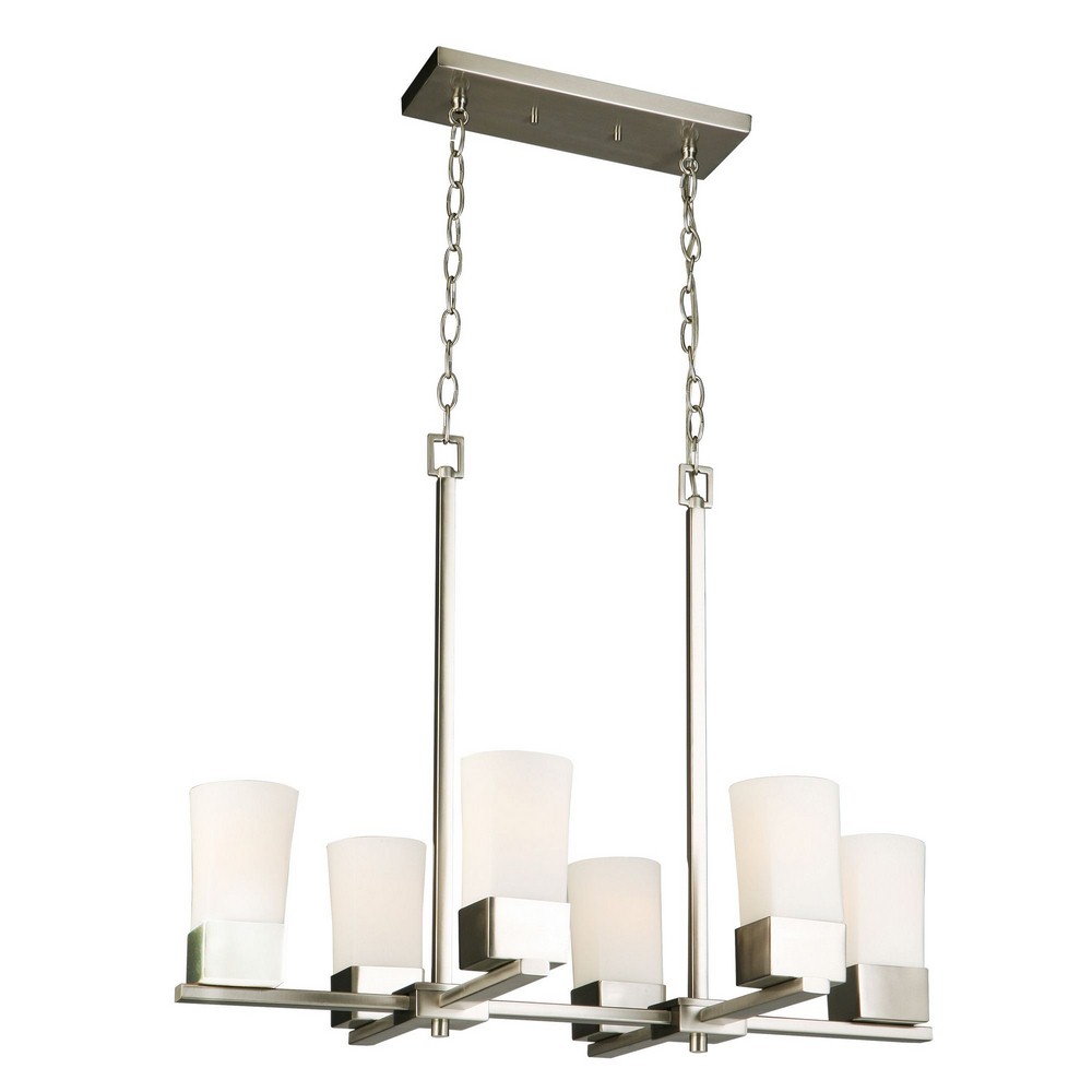 Eglo Lighting-202857A-Ciara Springs - Four Light Chandelier   Brushed Nickel Finish with Frosted Glass