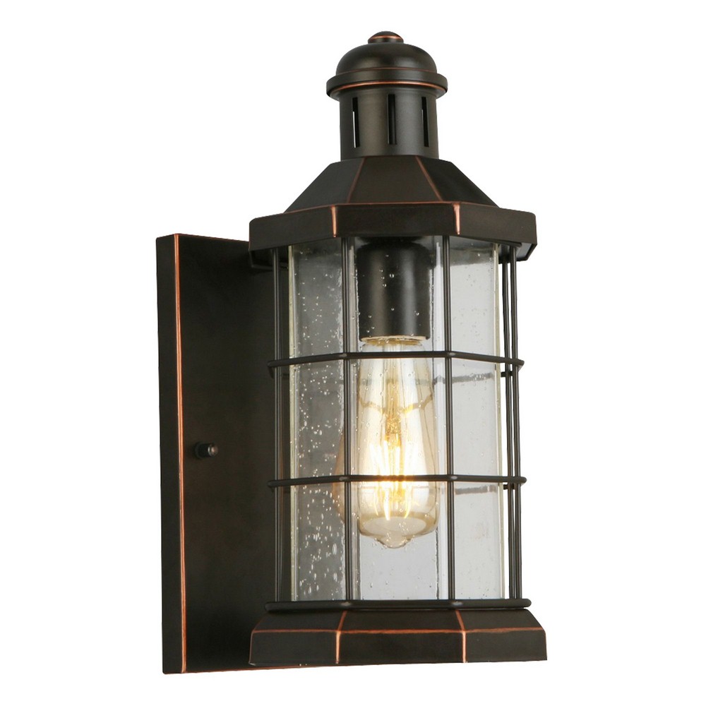 Eglo Lighting-202872A-San Mateo Creek - One Light Outdoor Wall Lantern   Oil Rubbed Bronze Finish with Clear Seeded Glass