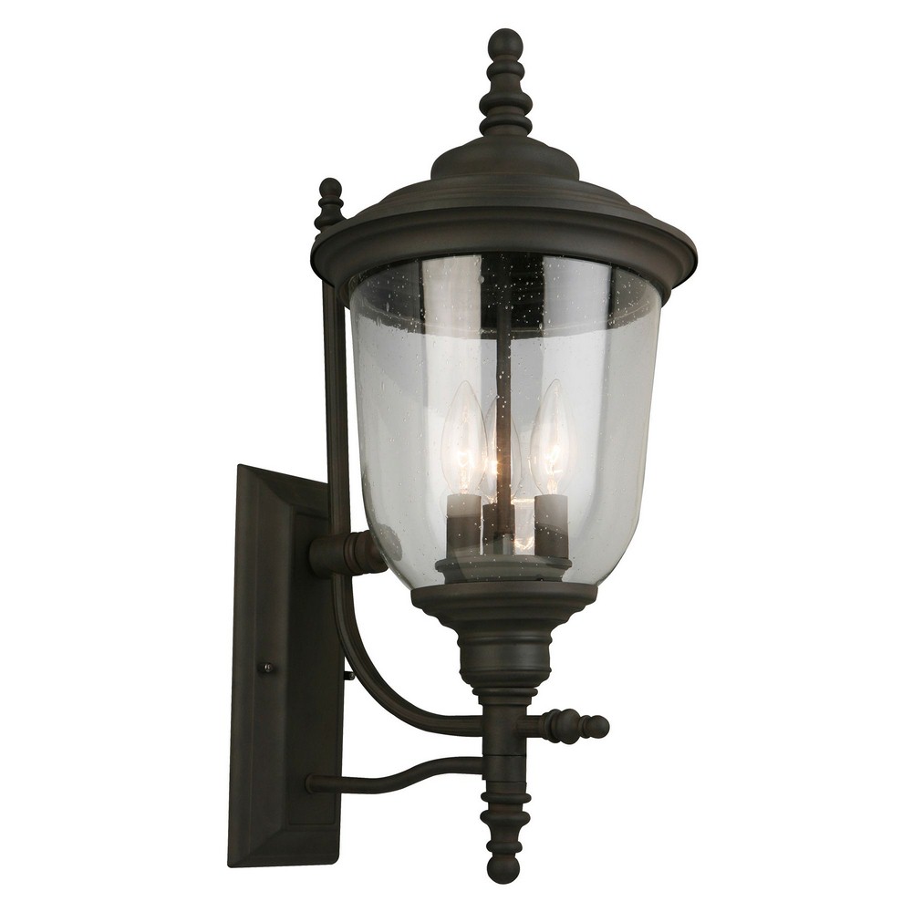 Eglo Lighting-202875A-Pinedale - Three Light Wall Sconce Matte Bronze  Matte Black Finish with Clear Seeded Glass