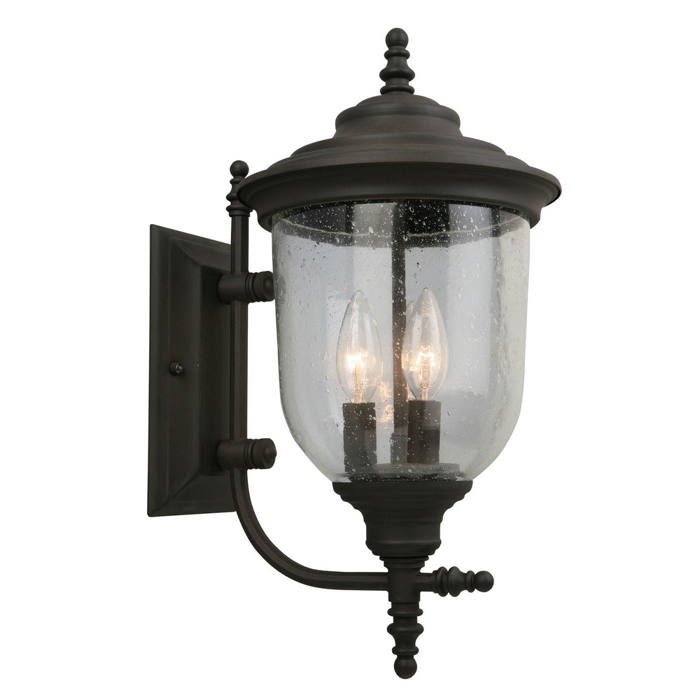 Eglo Lighting-202876A-Pinedale - Three Light Wall Sconce Matte Bronze  Matte Black Finish with Clear Seeded Glass