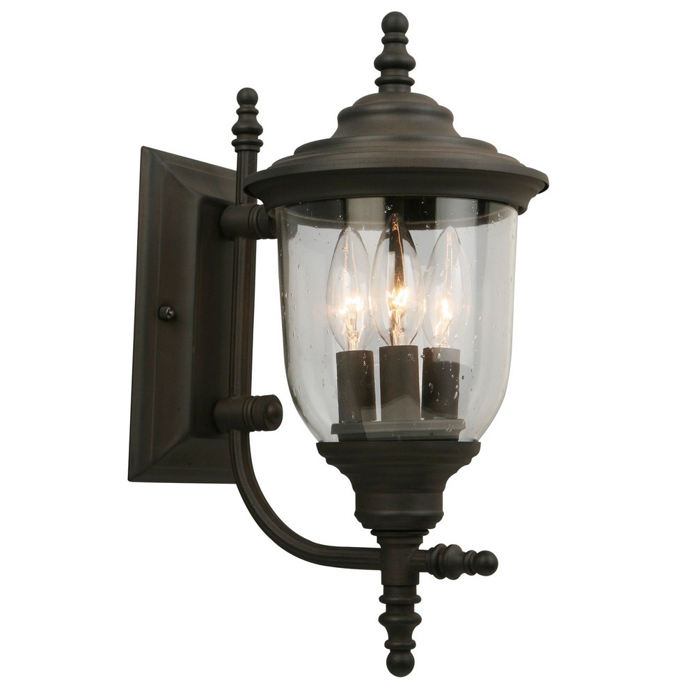 Eglo Lighting-202877A-Pinedale - Three Light Wall Sconce   Matte Bronze Finish with Clear Seeded Glass