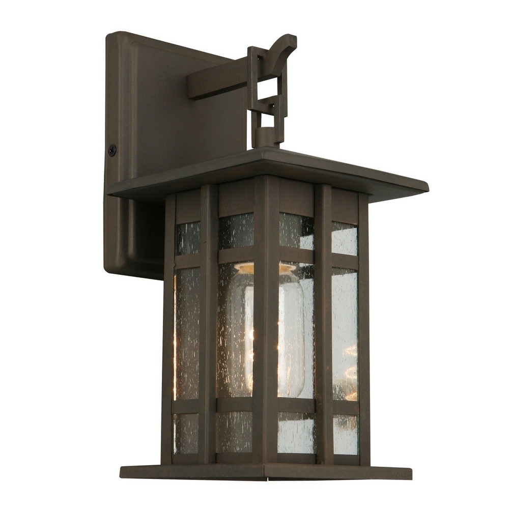 Eglo Lighting-202887A-Arlington Creek - One Light Outdoor Wall Lantern   Matte Bronze Finish with Clear Seeded Glass