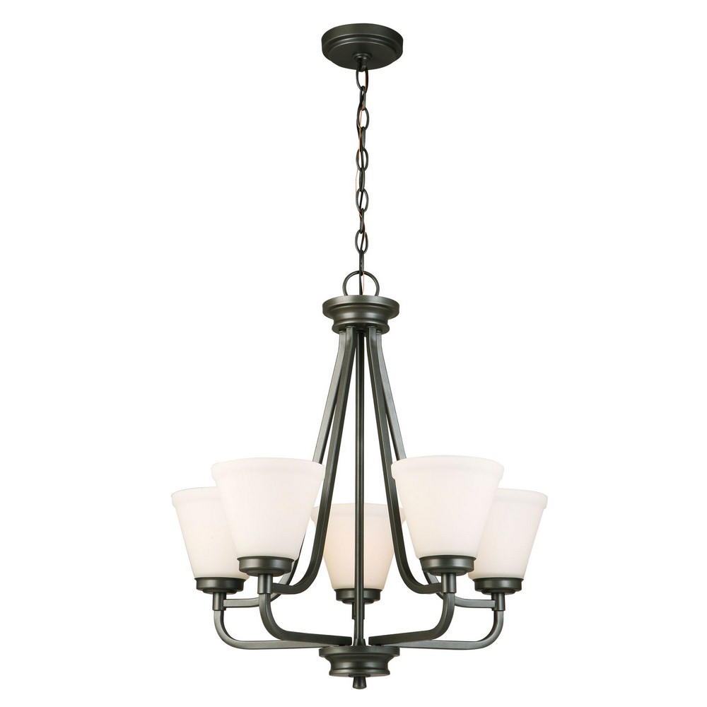 Eglo Lighting-202901A-Mayview - Five Light Chandelier   Graphite Finish with Frosted Glass