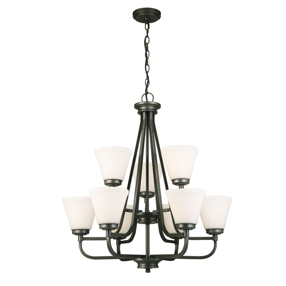 Eglo Lighting-202902A-Mayview - Nine Light Chandelier   Graphite Finish with Frosted Glass
