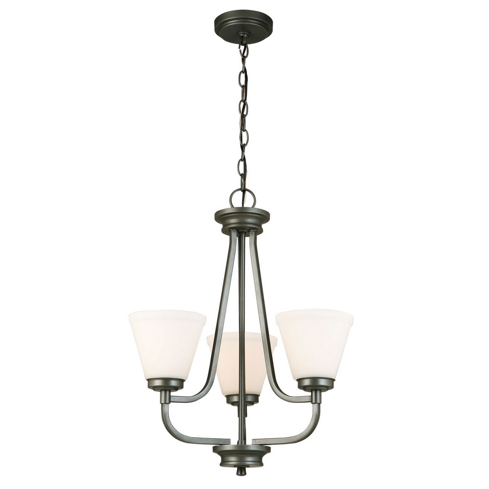 Eglo Lighting-202903A-Mayview - Three Light Chandelier   Graphite Finish with Frosted Glass