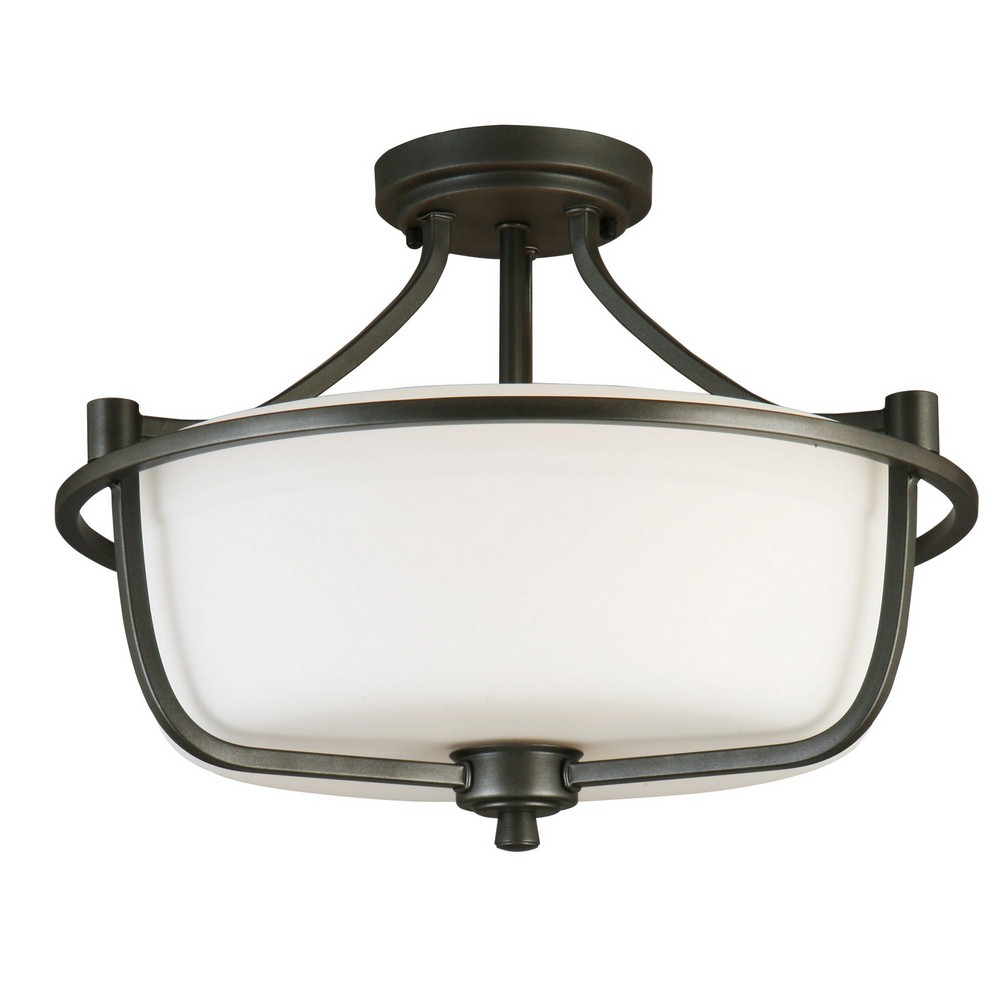 Eglo Lighting-202904A-Mayview - Three Light Semi-Flush Mount   Graphite Finish with Frosted Glass