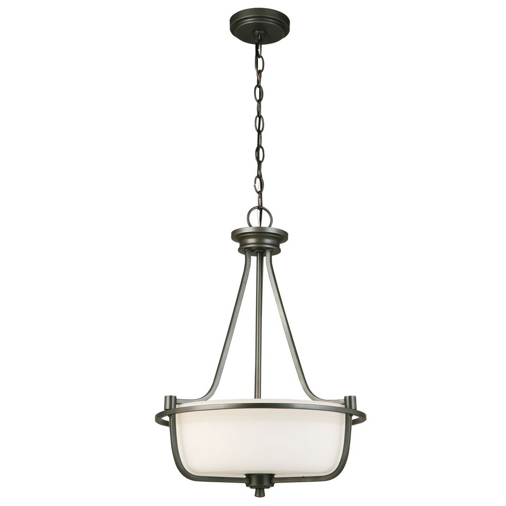Eglo Lighting-202906A-Mayview - Three Light Pendant   Graphite Finish with Frosted Glass