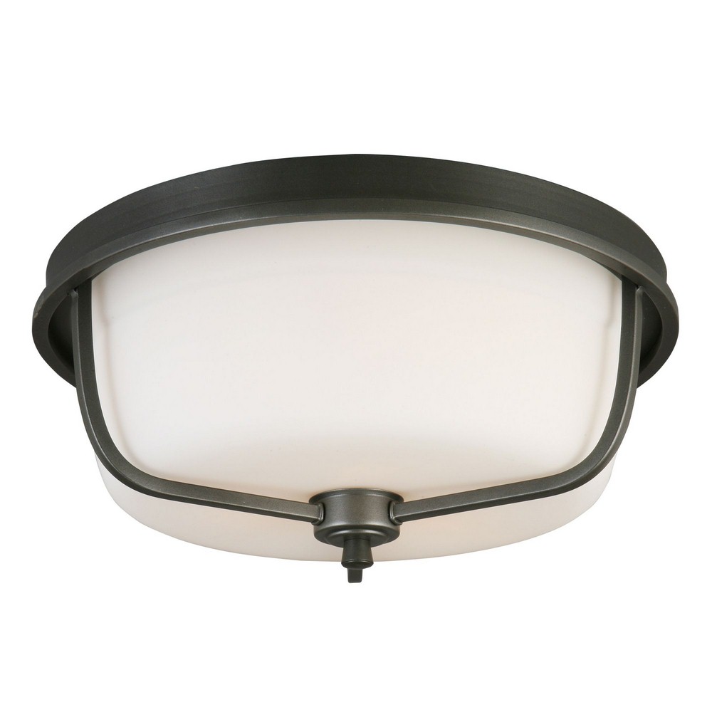 Eglo Lighting-202907A-Mayview - Three Light Flush Mount   Graphite Finish with Frosted Glass