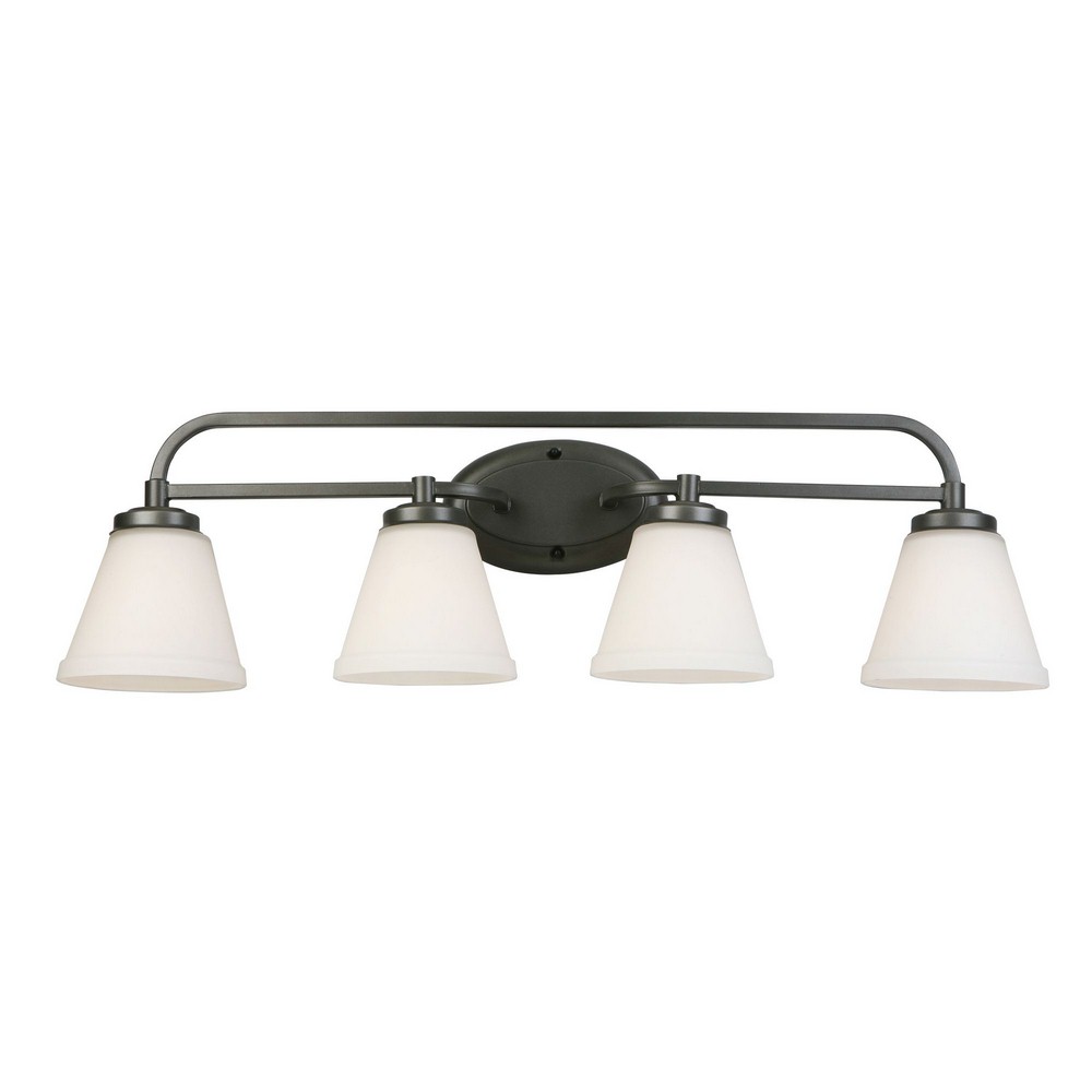 Eglo Lighting-202912A-Mayview - Four Light Bath Vanity   Graphite Finish with Frosted Glass