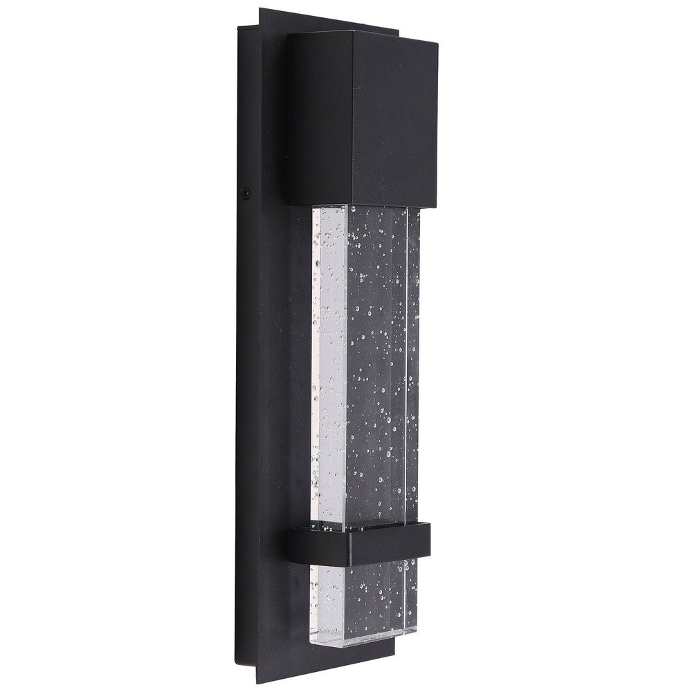 Eglo Lighting-202955A-Venecia - 14.78 Inch 11W 1 Led Outdoor Wall Lantern   Matte Black Finish with Clear Seeded Glass