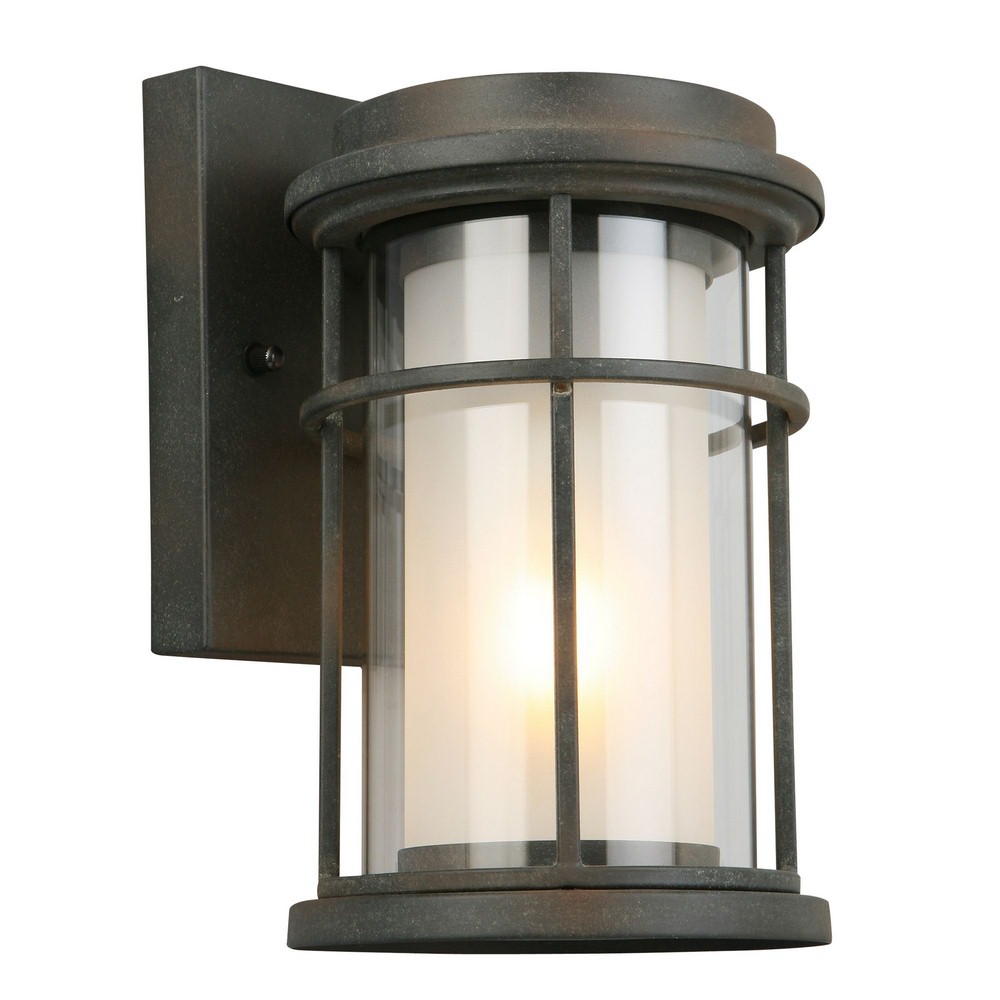 Eglo Lighting-203023A-Helendale - One Light Outdoor Wall Lantern   Zinc Finish with Clear/Frosted Glass