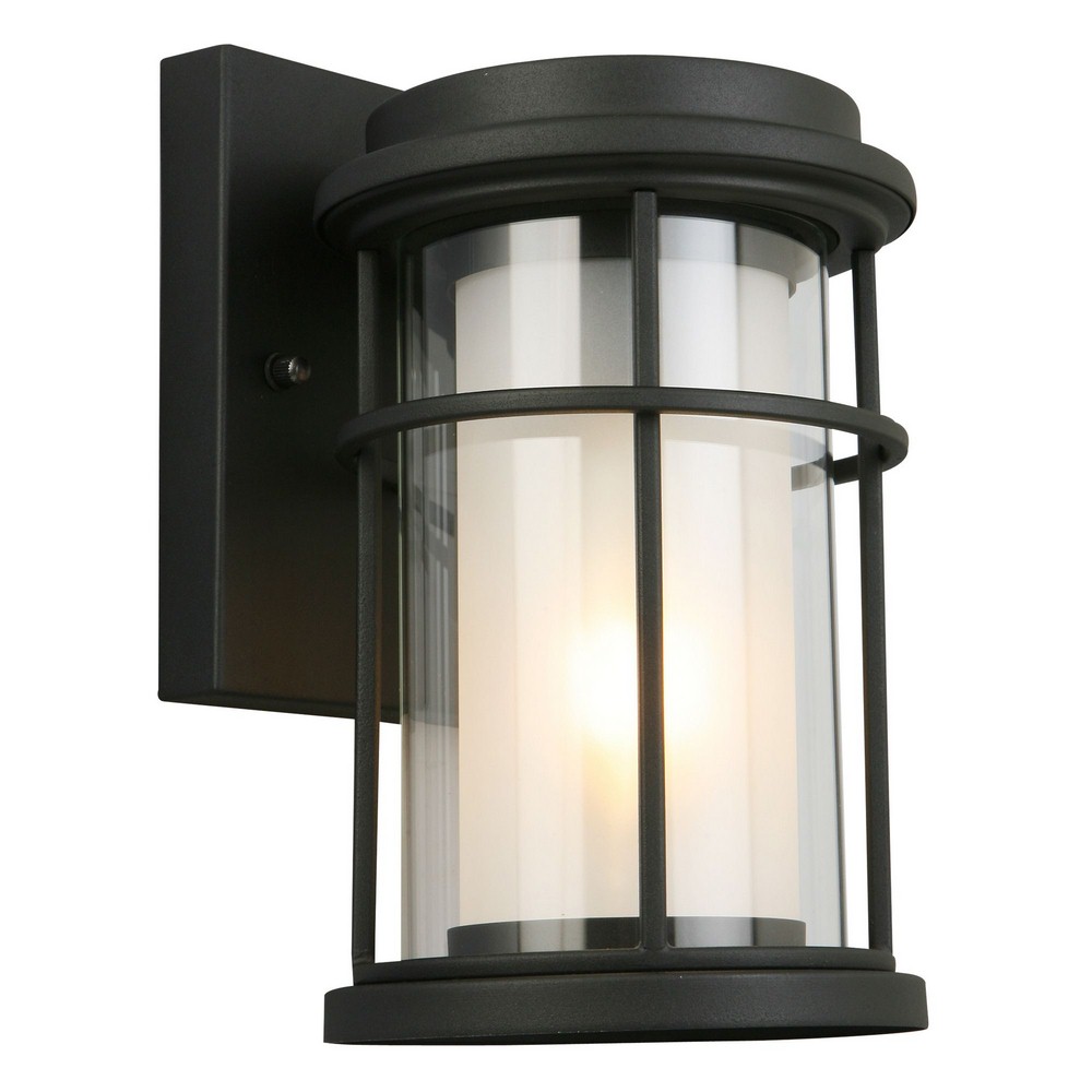 Eglo Lighting-203024A-Helendale - One Light Outdoor Wall Lantern   Matte Black Finish with Clear/Frosted Glass