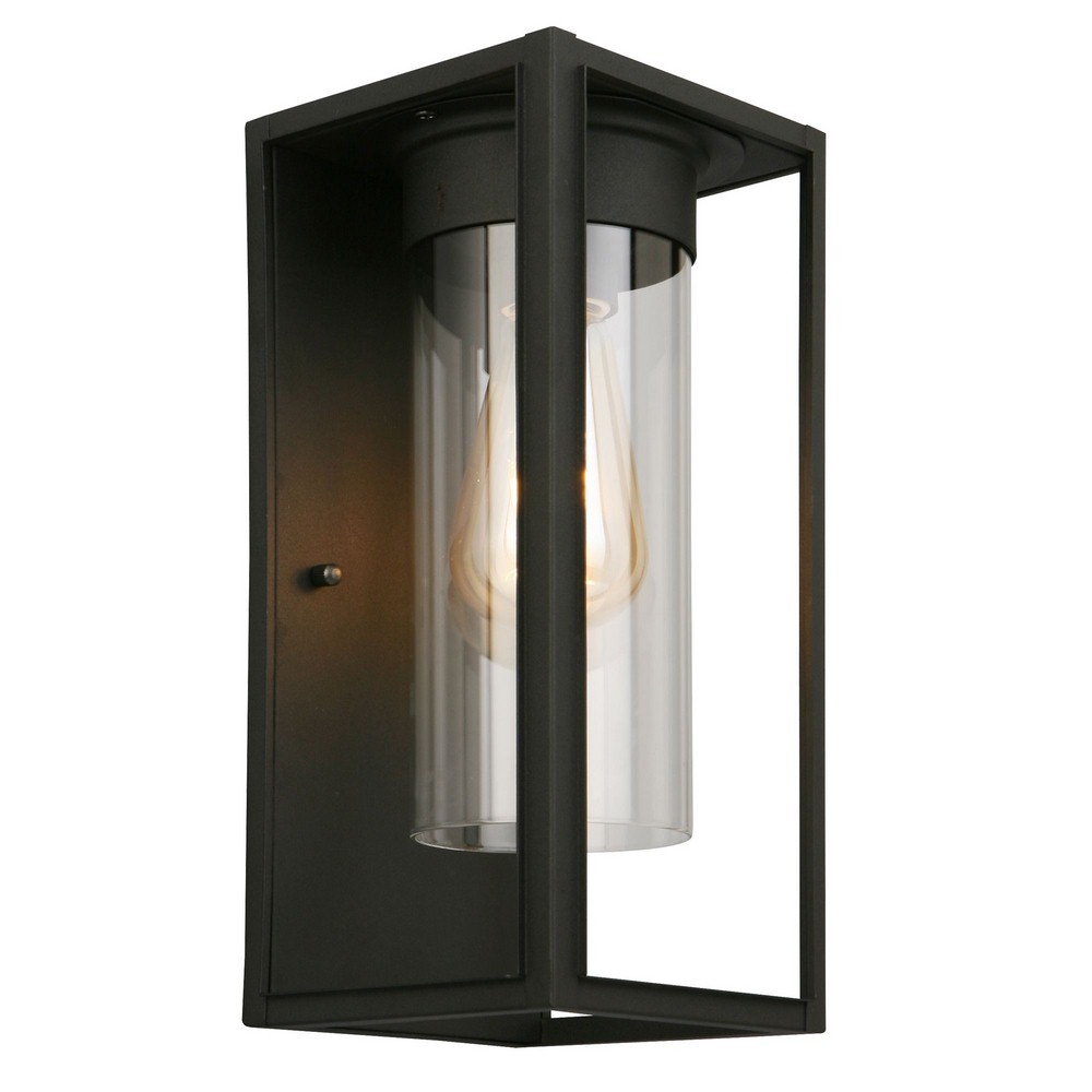 Eglo Lighting-203031A-Walker Hill - One Light Outdoor Wall Lantern Matte Black  Matte Black Finish with Clear Glass