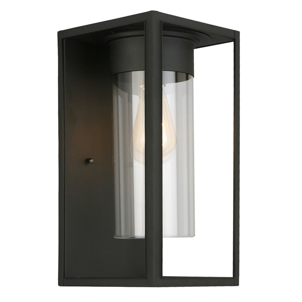 Eglo Lighting-203033A-Walker Hill - One Light Outdoor Wall Lantern   Matte Black Finish with Clear Glass