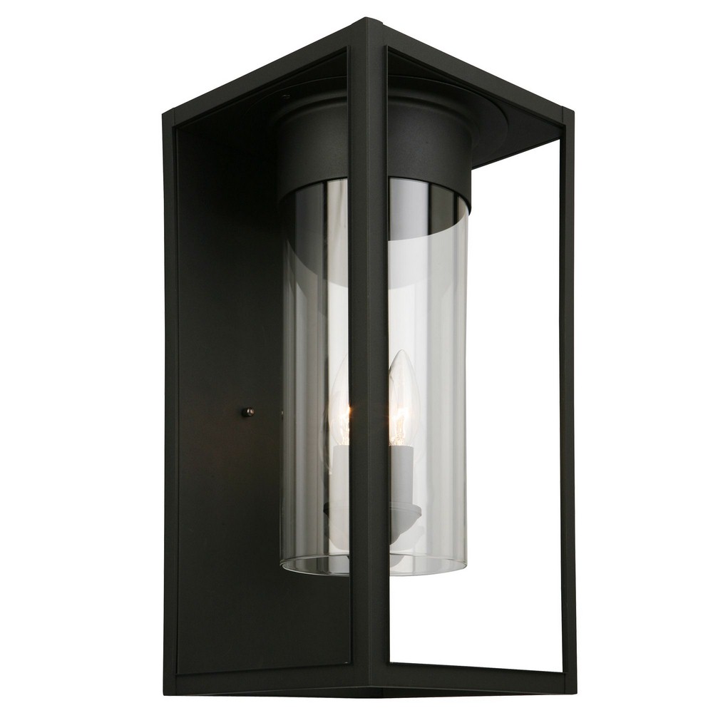 Eglo Lighting-203035A-Walker Hill - 17.99 One Light Outdoor Wall Lantern Matte Black Finish with Clear Glass