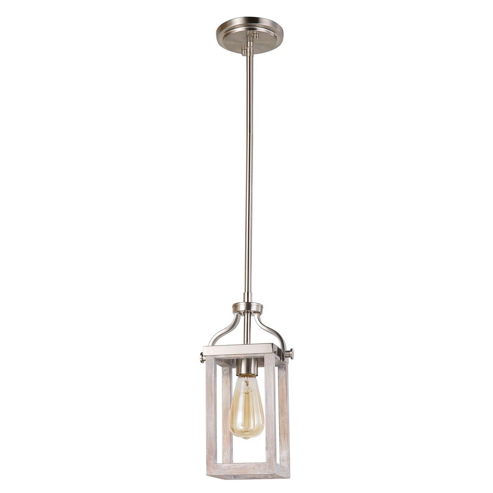 Eglo Lighting-203104A-Montrose - 1-Light Mini Pendant - Acacia Wood And Brushed Nickel   Acia Wood/Brushed Nickel Finish