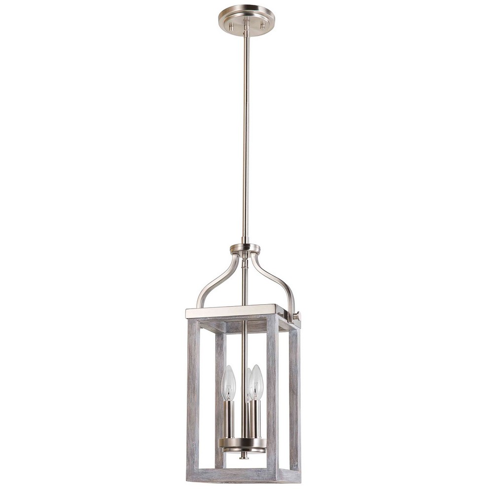 Eglo Lighting-203107A-Montrose - 3-Light Pendant - Acacia Wood And Brushed Nickel   Acia Wood/Brushed Nickel Finish