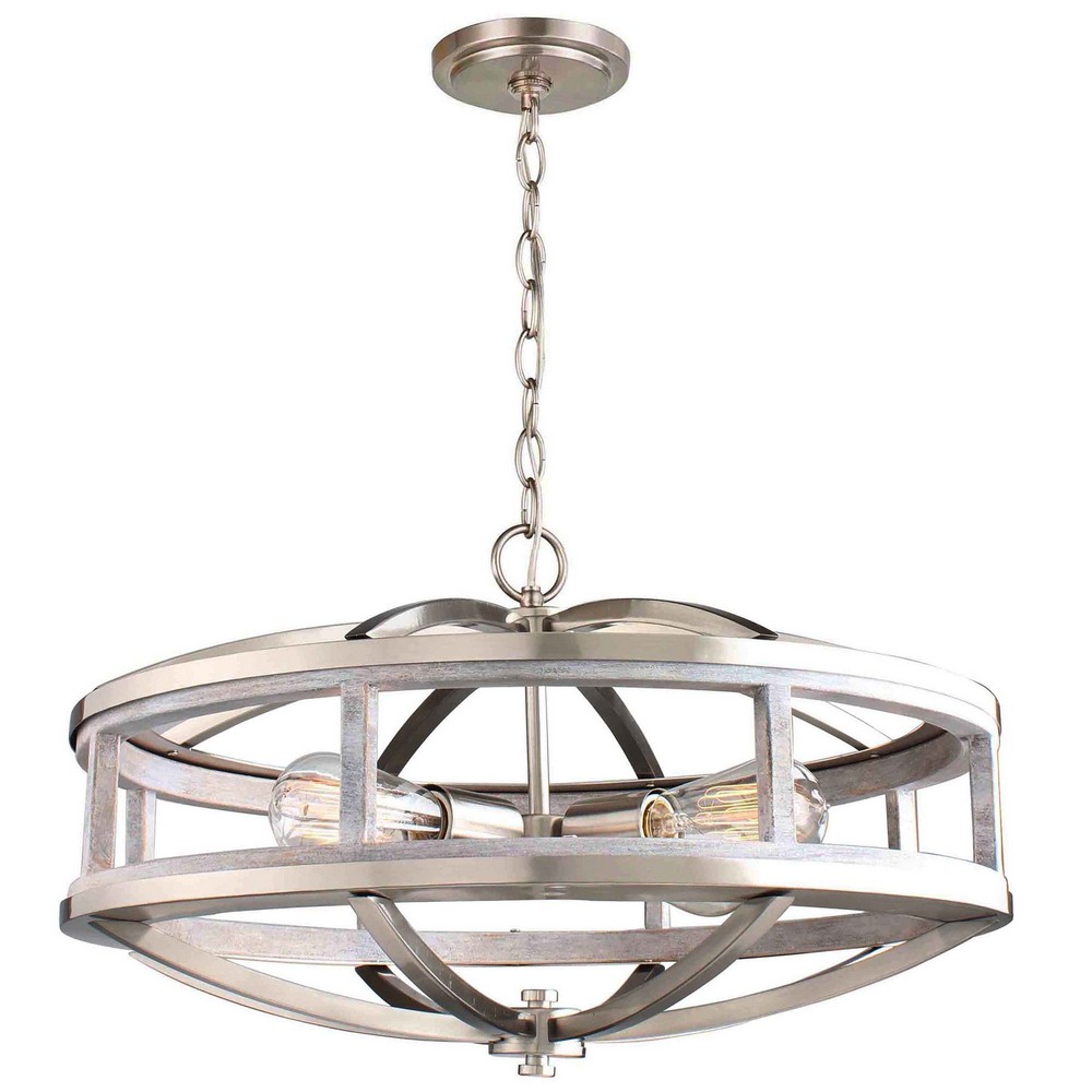 Eglo Lighting-203108A-Montrose - 4-Light Chandelier - Acacia Wood And Brushed Nickel   Acia Wood/Brushed Nickel Finish