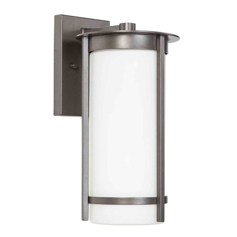 Eglo Lighting-203112A-Truxton - 14.13 Inch One Light Outdoor Wall Lantern   Graphite Finish with White Glass