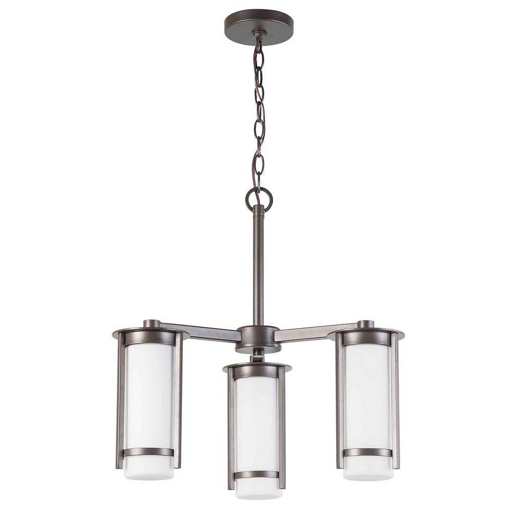 Eglo Lighting-203115A-Truxton - Three Light Chandelier   Graphite Finish with White Glass