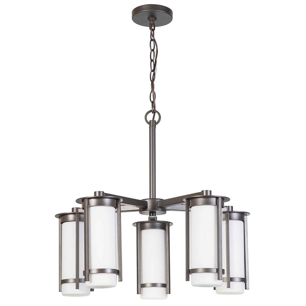 Eglo Lighting-203116A-Truxton - Five Light Chandelier   Graphite Finish with White Glass