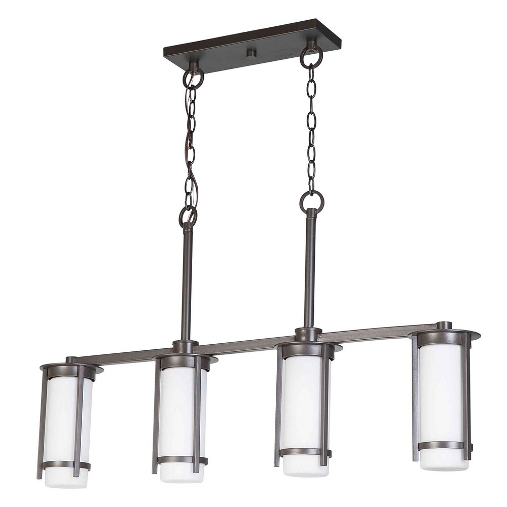 Eglo Lighting-203118A-Truxton - Four Light Pendant   Graphite Finish with White Glass