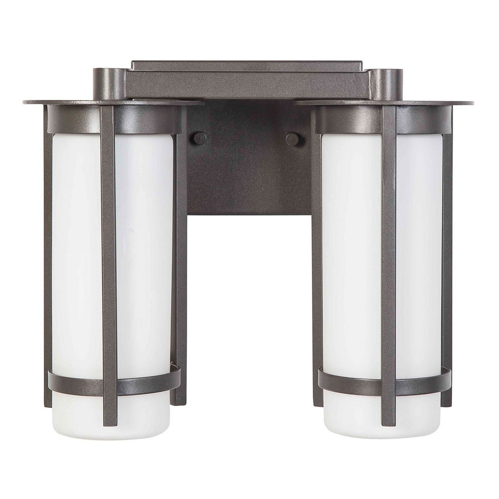 Eglo Lighting-203119A-Truxton - Two Light Bath Vanity   Graphite Finish with White Glass