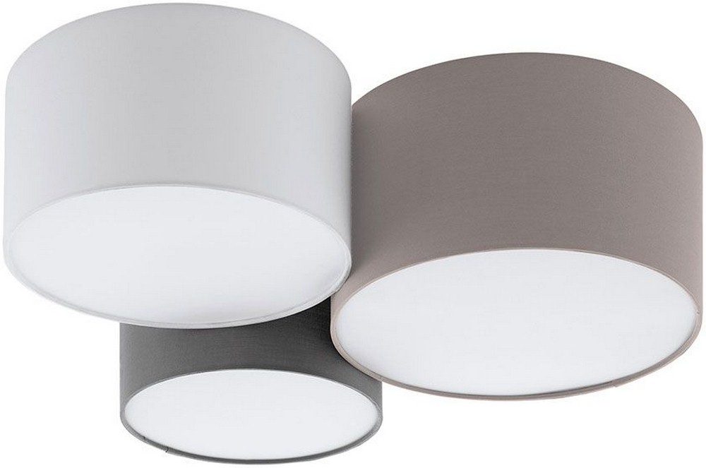 Eglo Lighting-203213A-Ceiling Lights - 3-Light Ceiling Light - Taupe - White - And Grey Shades   White/Grey Finish with Taupe Shade