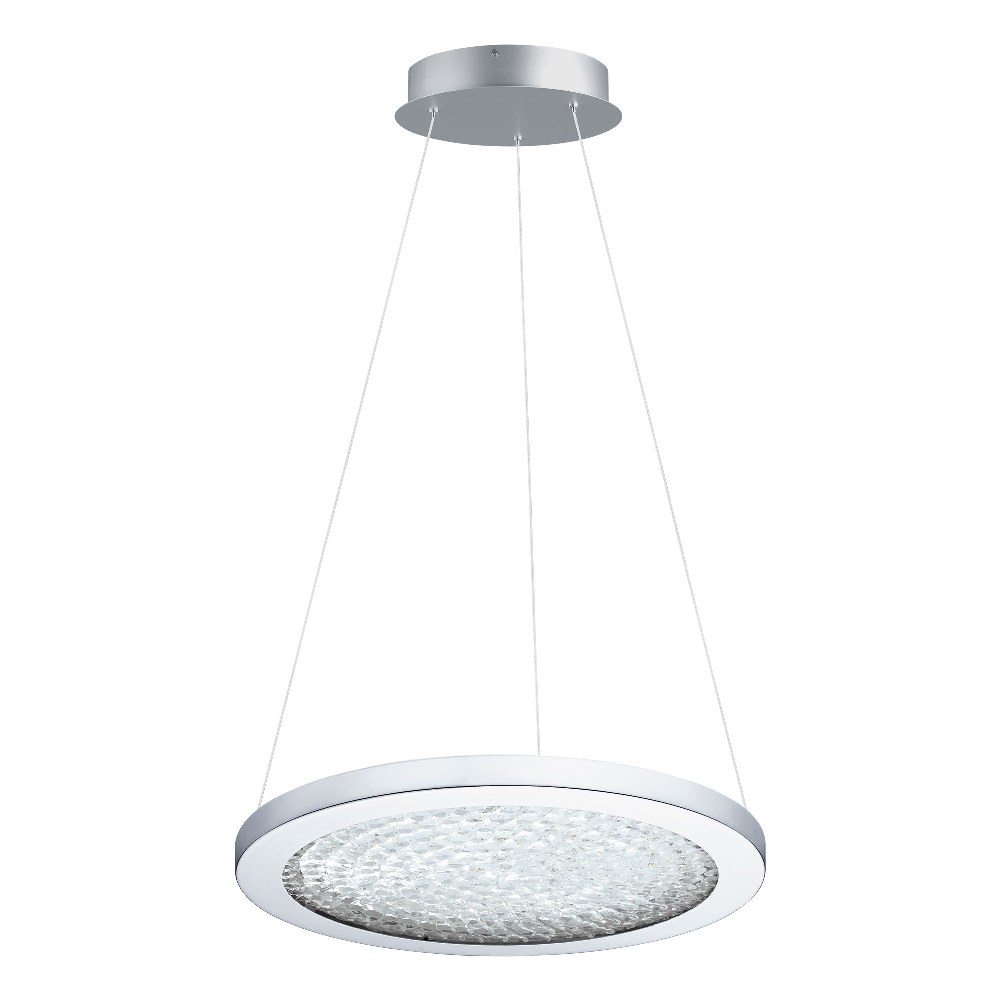 Eglo Lighting-203451A-Arezzo 3 - 1-Light LED Pendant - Matte Nickel - Clear Glass - 15 Inches   Chrome Finish with Clear Glass with Clear Crystal