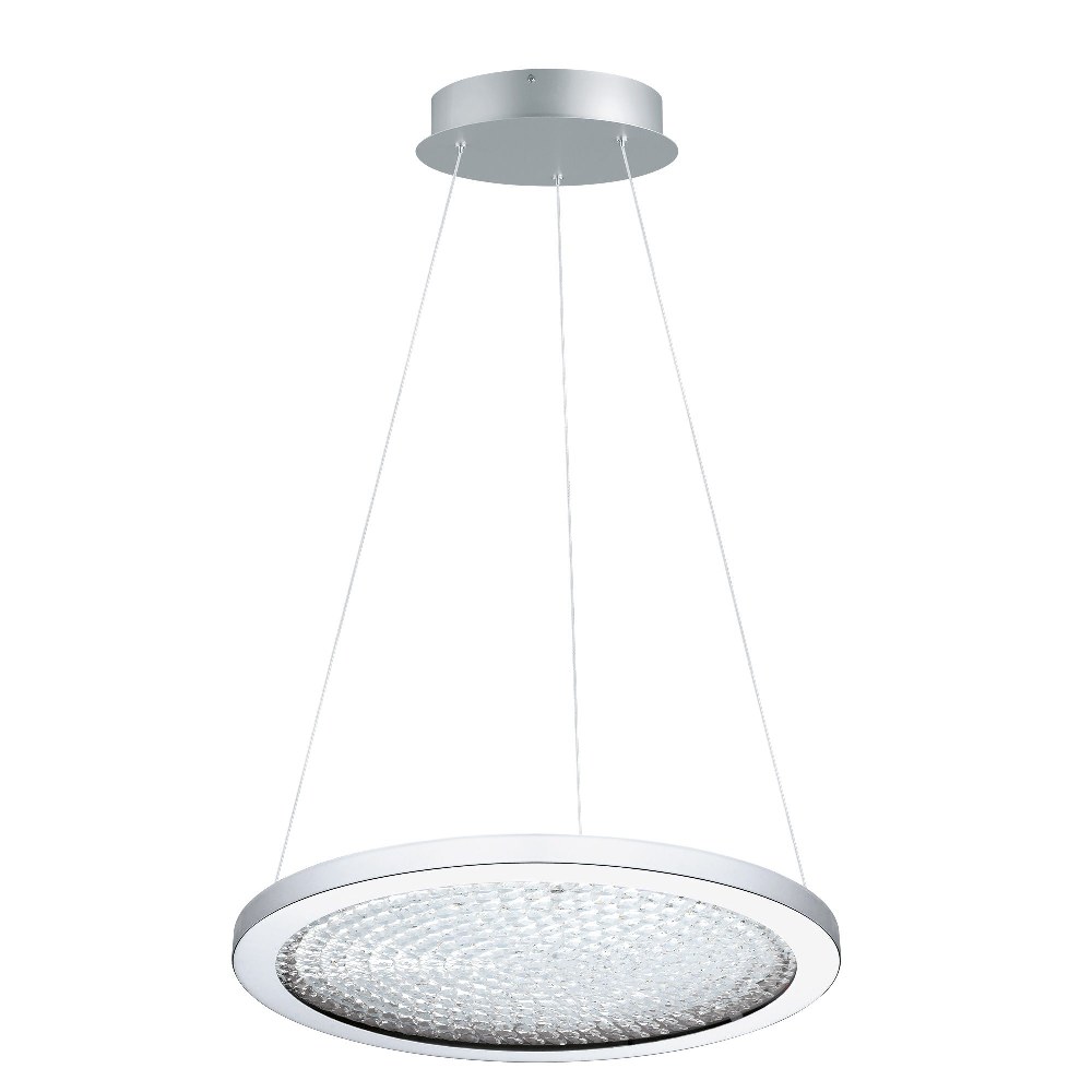 Eglo Lighting-203453A-Arezzo 3 - 1-Light LED Pendant - Matte Nickel - Clear Glass - 18 Inches   Chrome Finish with Clear Glass with Clear Crystal