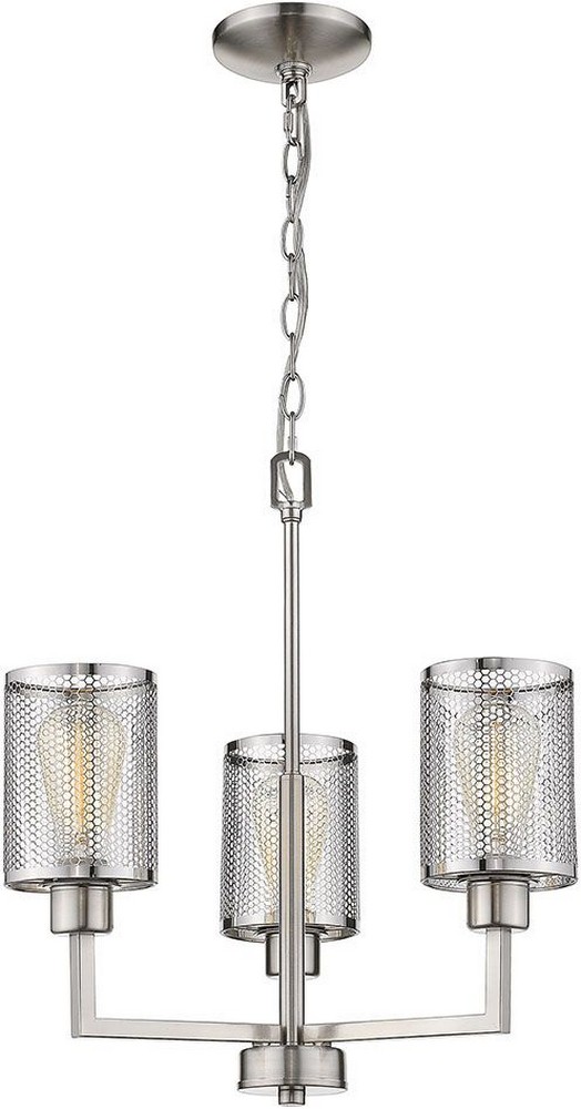 Eglo Lighting-203468A-Verona - 3-Light Chandelier - Brushed Nickel - Metal Cage Shades Brushed Nickel  Oil Rubbed Bronze Finish