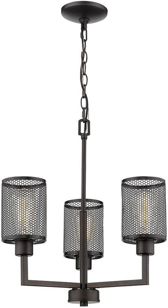 Eglo Lighting-203469A-Verona - 3-Light Chandelier - Brushed Nickel - Metal Cage Shades Oil Rubbed Bronze  Oil Rubbed Bronze Finish